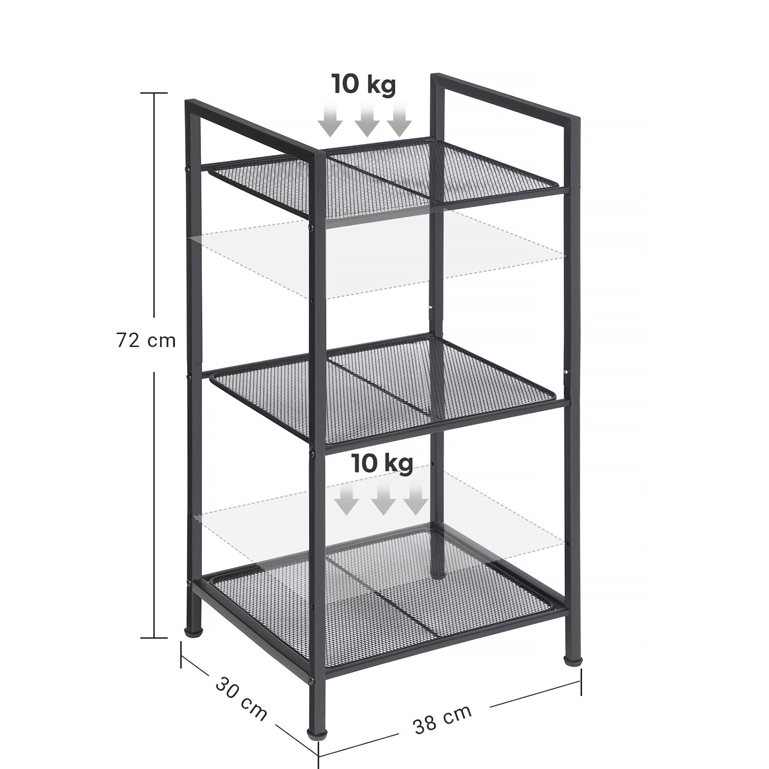 Side table - Bathroom rack - Bathroom shelf - Kitchen shelf - Black