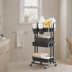 3-layer trolley, serving wagon, kitchen wagon with handle