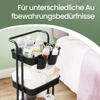 3-layer trolley, serving wagon, kitchen wagon with handle