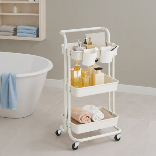 3-layer trolley, serving wagon, kitchen wagon with handle