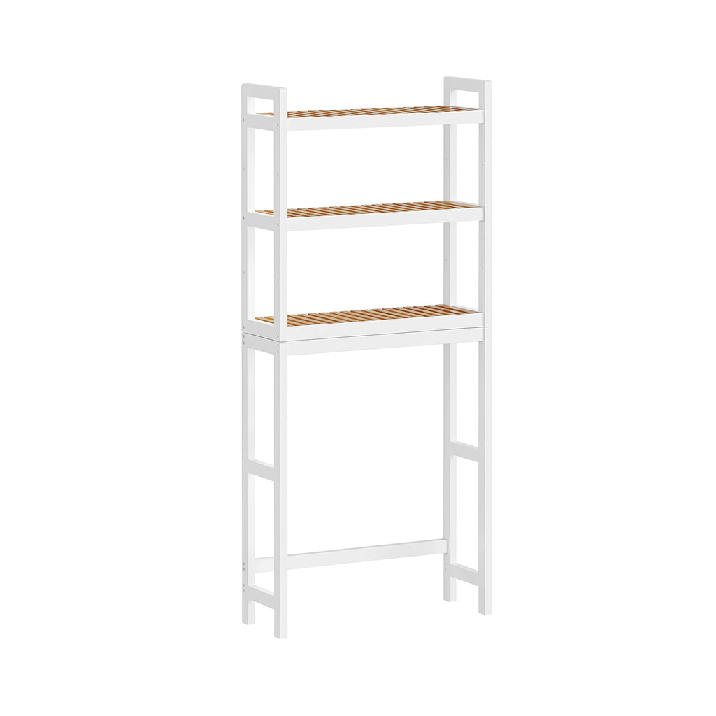 Bathroom shelf-3 levels-Bamboo-Cloudy White-natural color