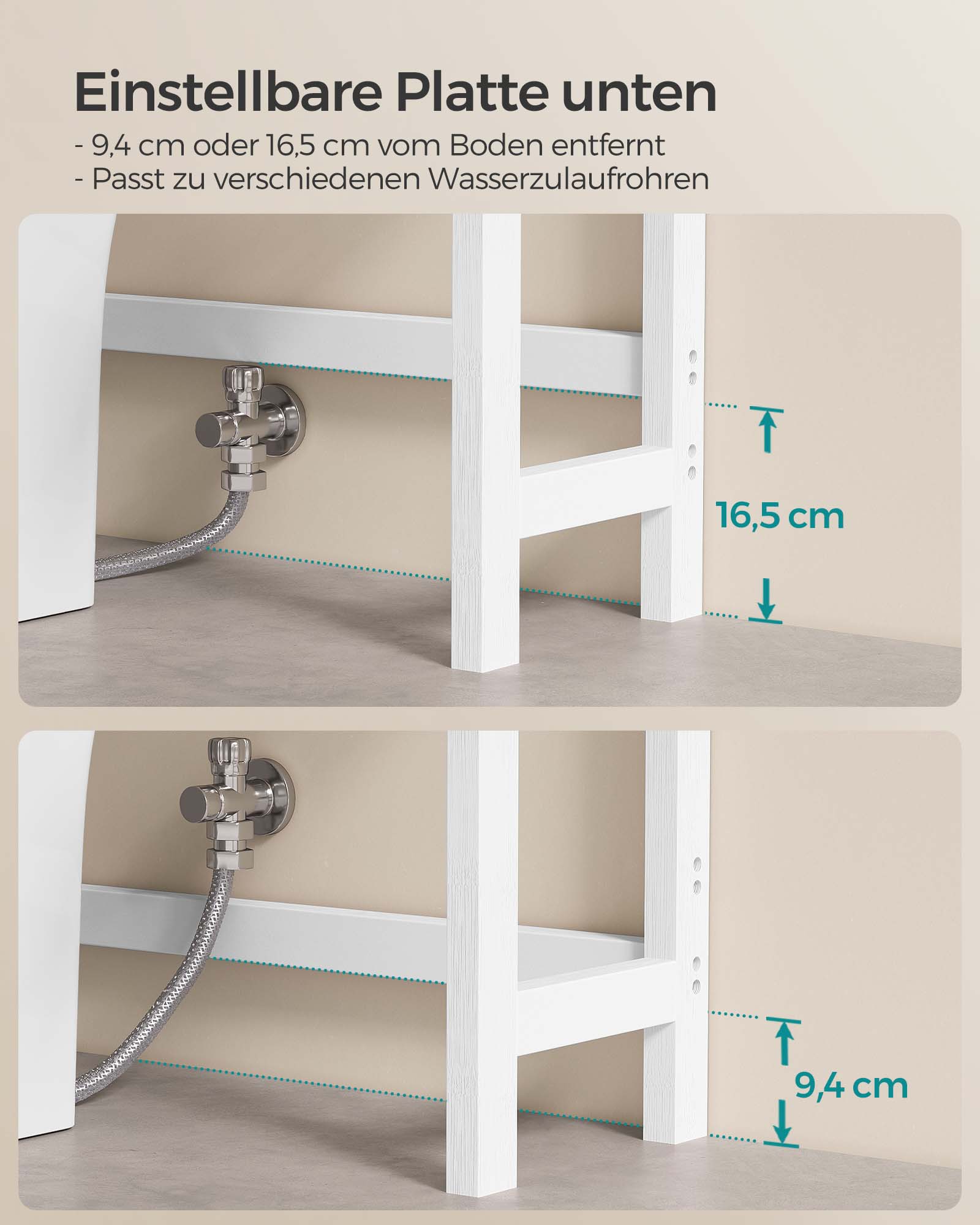 Bathroom shelf-3 levels-Bamboo-Cloudy White-natural color