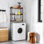 Bathroom rack - With 3 open shelves - Industrial - Brown/Black