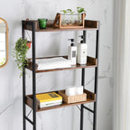 Bathroom rack - With 3 open shelves - Industrial - Brown/Black