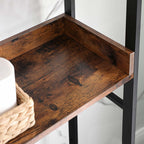Bathroom rack - With 3 open shelves - Industrial - Brown/Black