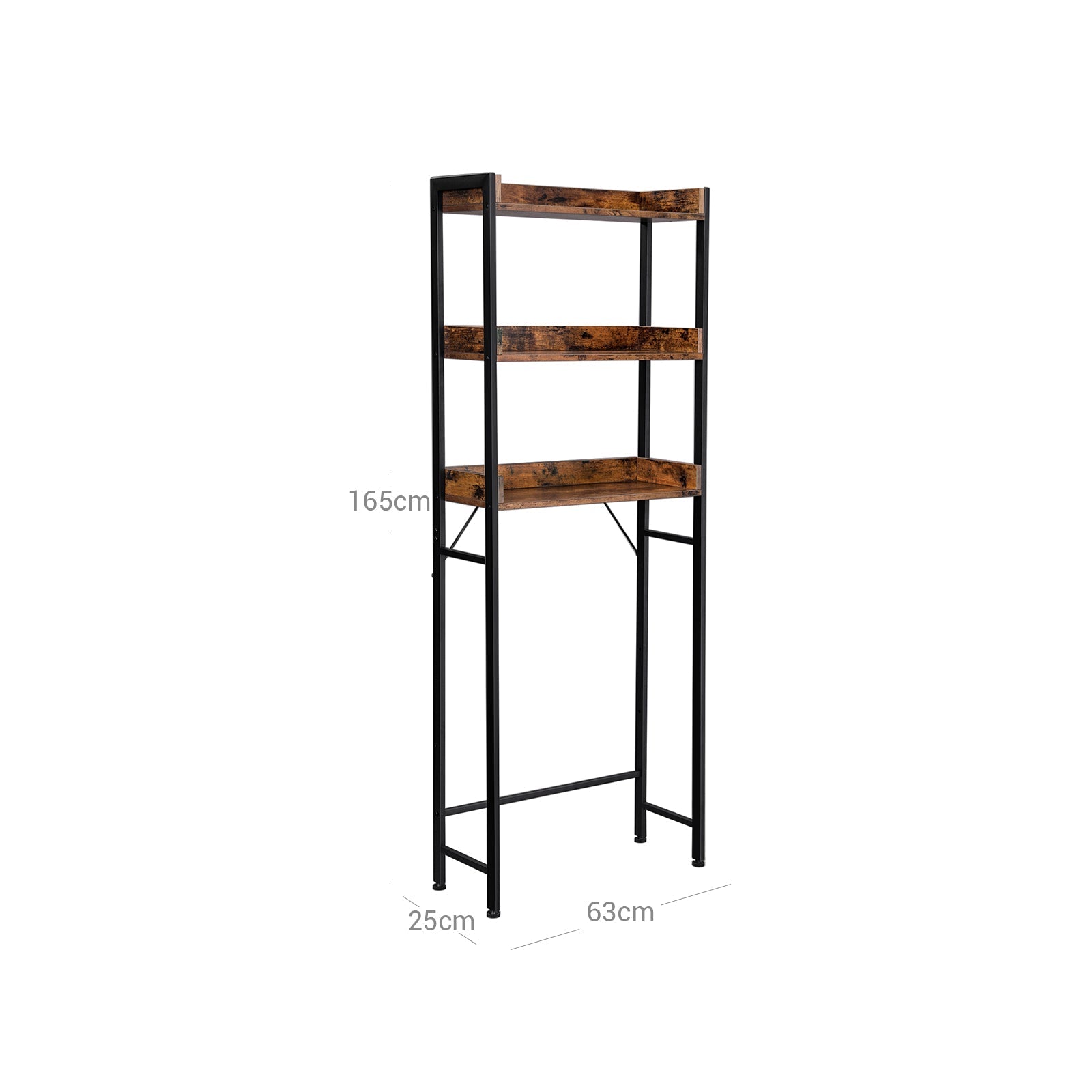 Bathroom rack - With 3 open shelves - Industrial - Brown/Black