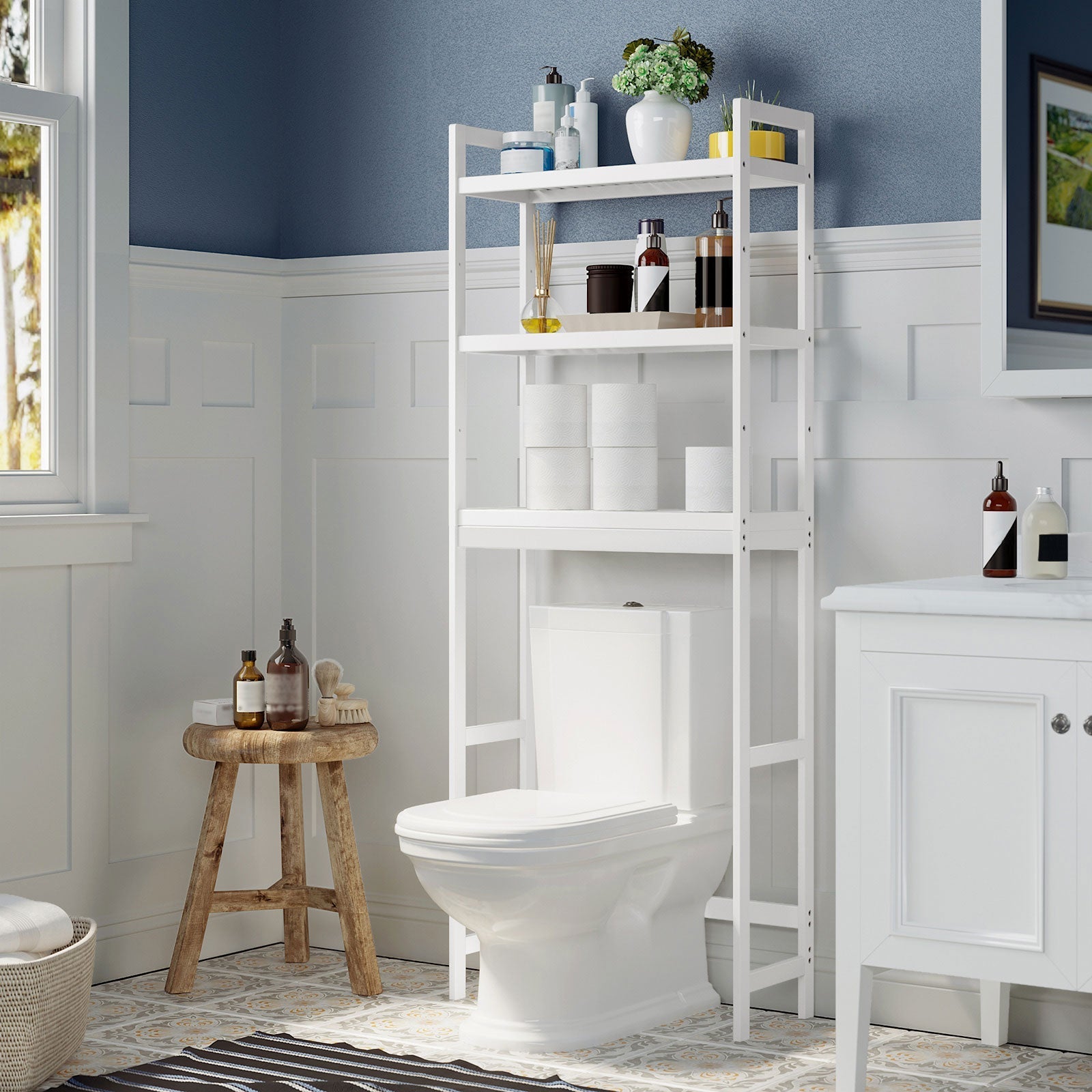 Toilet cupboard - Storage cupboard for bathroom - Upstairs the toilet - White