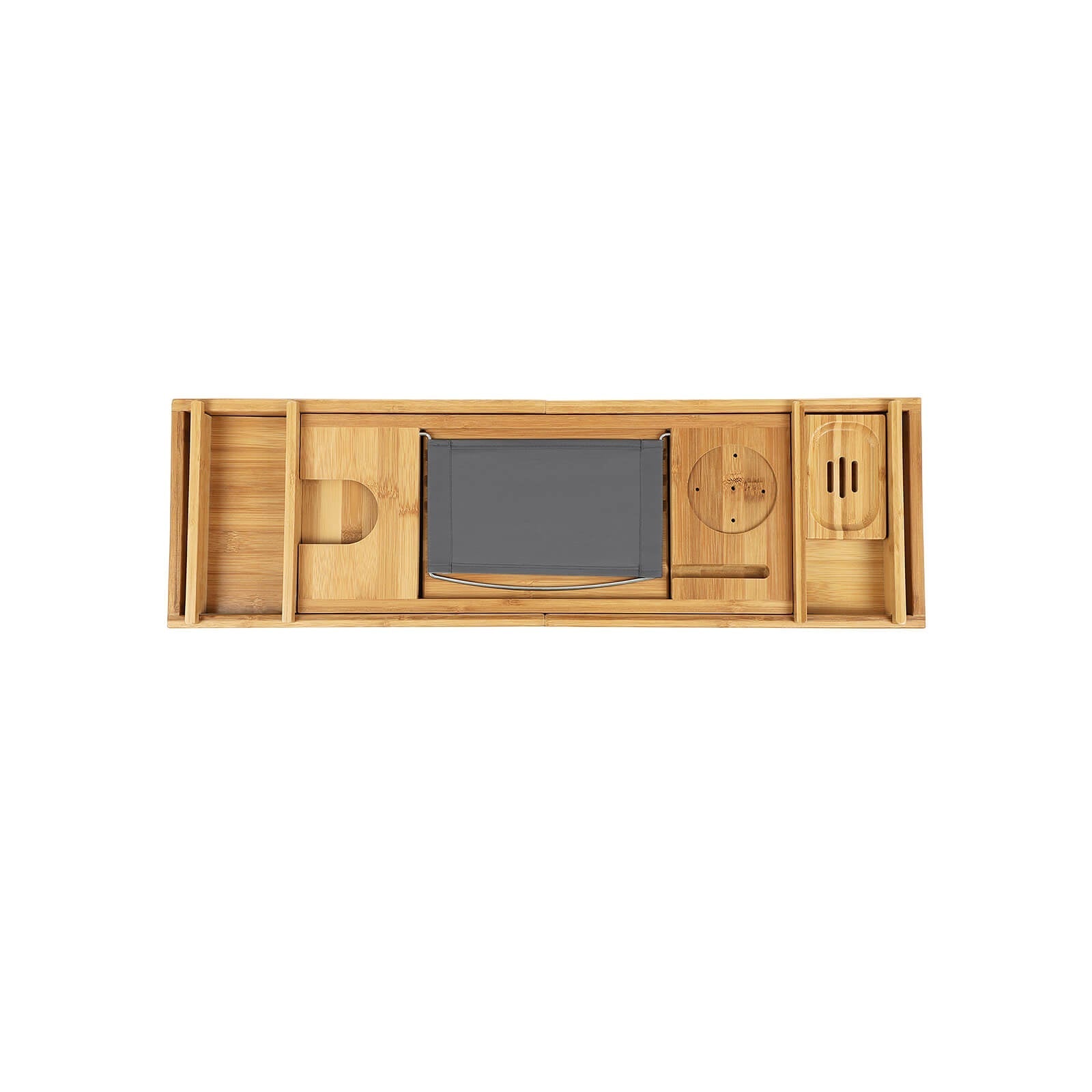Bamboo bath board - adjustable - with cup holder - natural