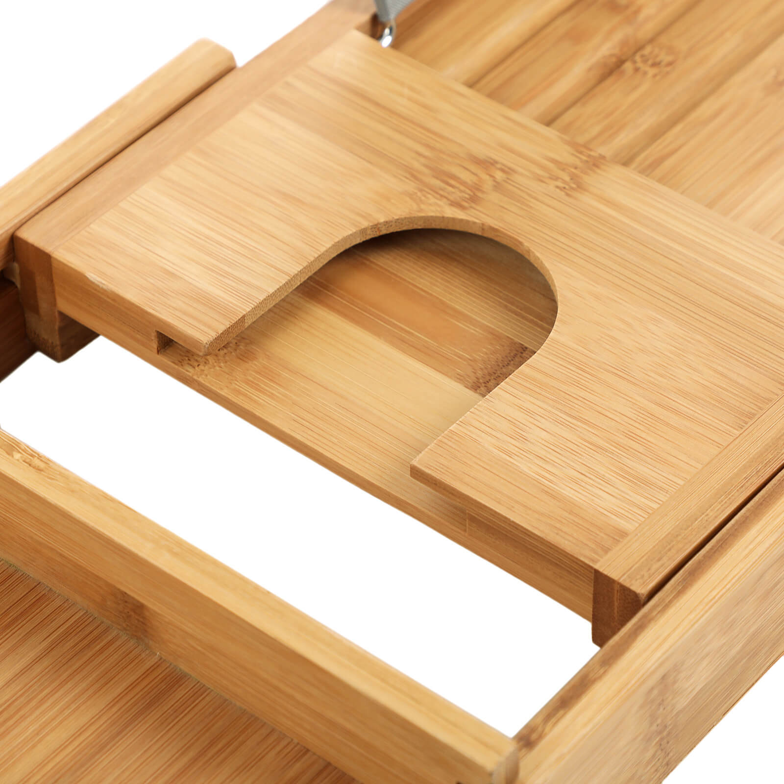 Bamboo bath board - adjustable - with cup holder - natural