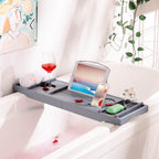 Bathing board - Bamboo bath rack - adjustable (75-109) x 23 x 4.5 cm - Gray
