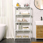 Bathroom rack - Bamboo rack with 5 shelves - White