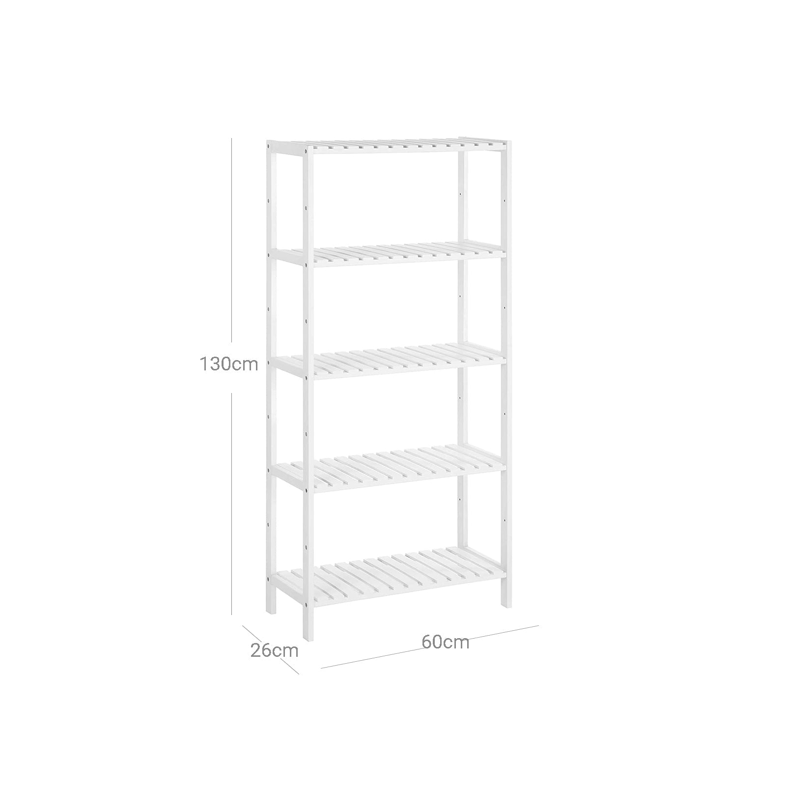 Bathroom rack - Bamboo rack with 5 shelves - White