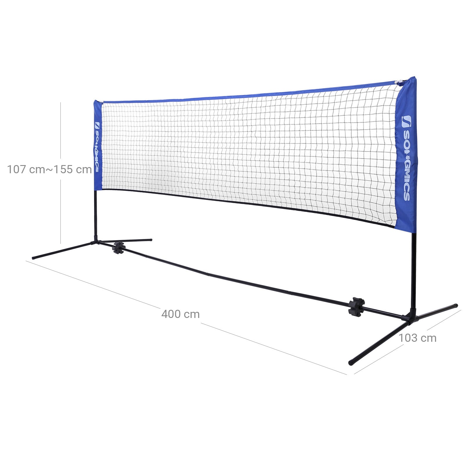 BadmintonNet - Adjustable tennis network - 3 meters - Blue