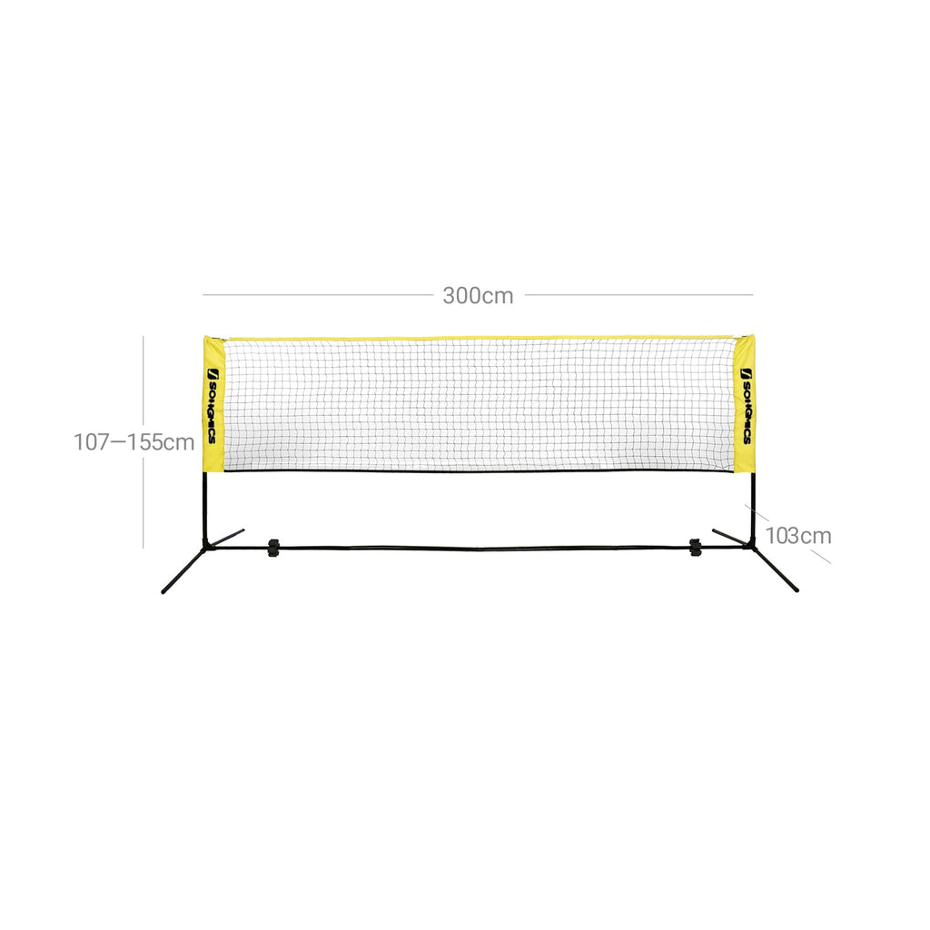 BadmintonNet - adjustable tennis network - Including standard and carrier bag - Yellow/Black