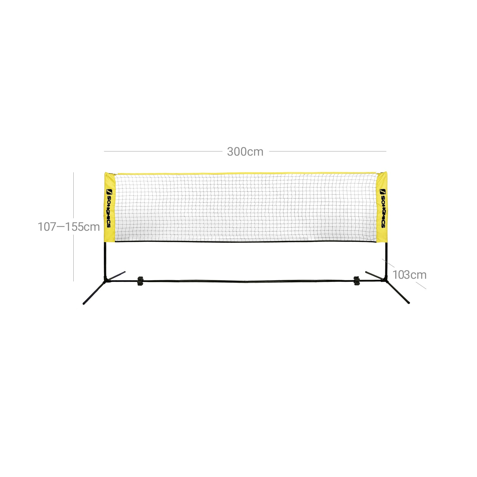 BadmintonNet - adjustable tennis network - Including standard and carrier bag - Yellow/Black