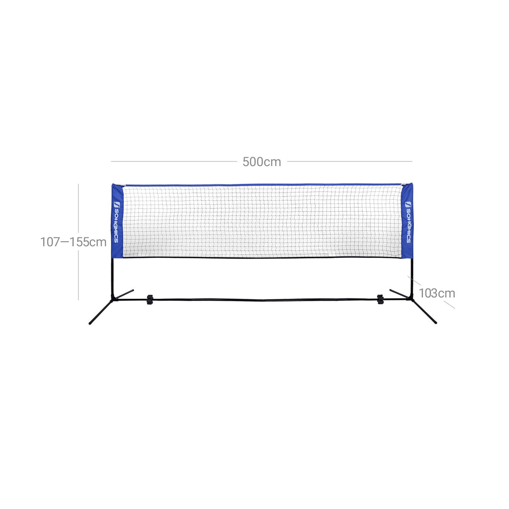 BadmintonNet - adjustable tennis network with iron frame and bag - blue