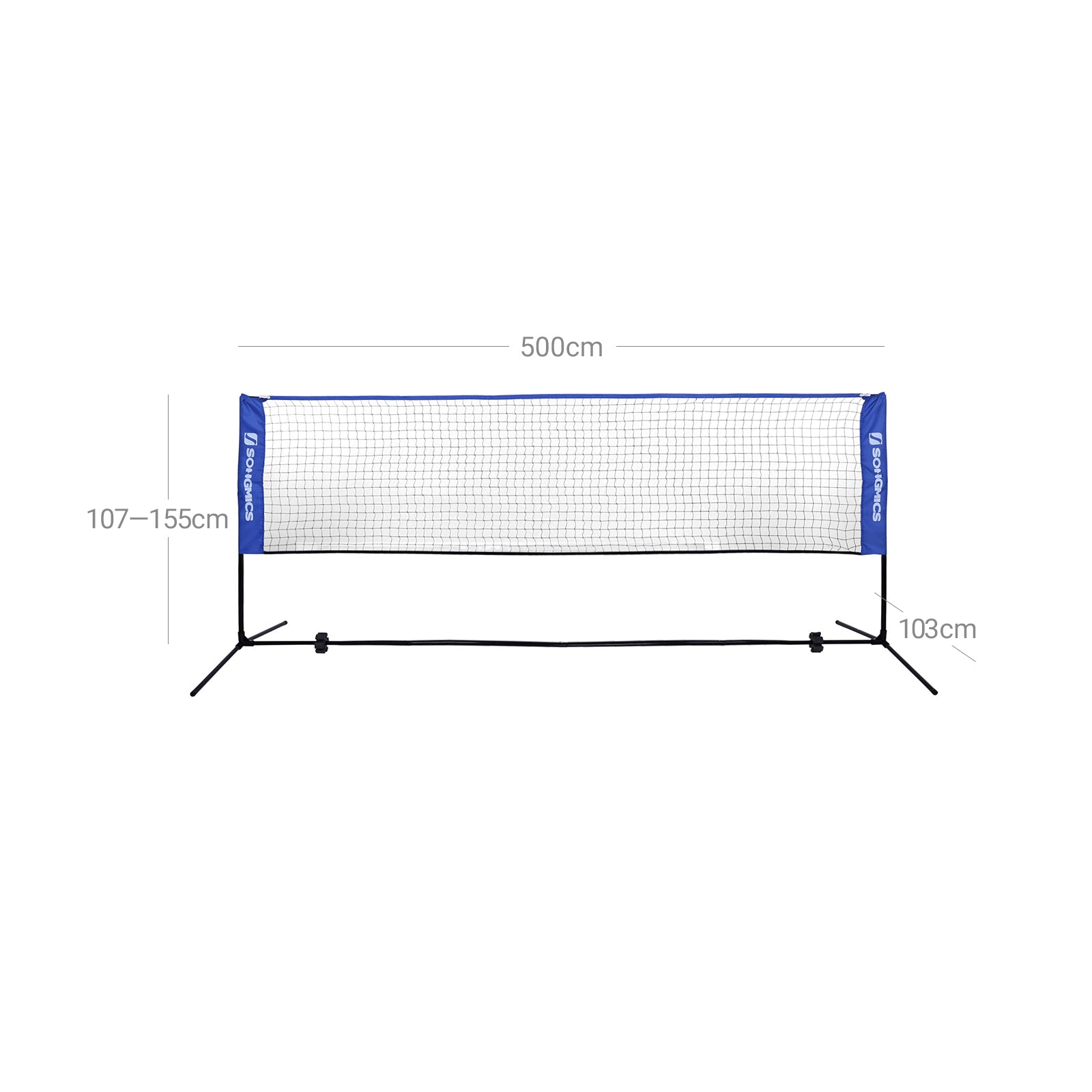 BadmintonNet - adjustable tennis network with iron frame and bag - blue