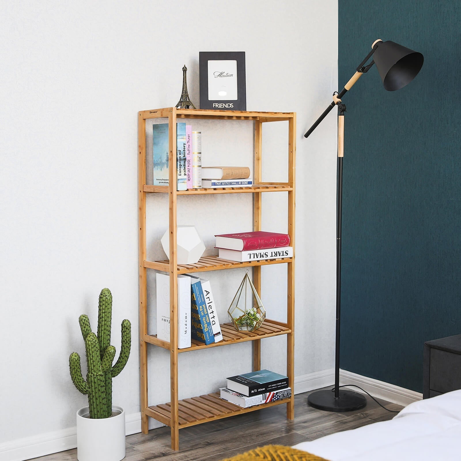 Bathroom board - 5 shelves - bamboo - natural
