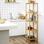 Bathroom rack - Bamboo - 5 floors - 33 x 33 x 146 cm - narrow