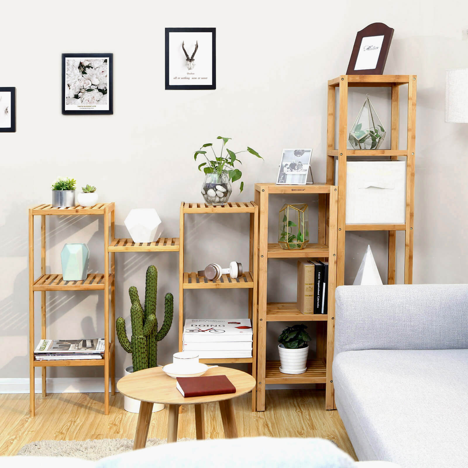 Bathroom rack - Bamboo - 5 floors - 33 x 33 x 146 cm - narrow