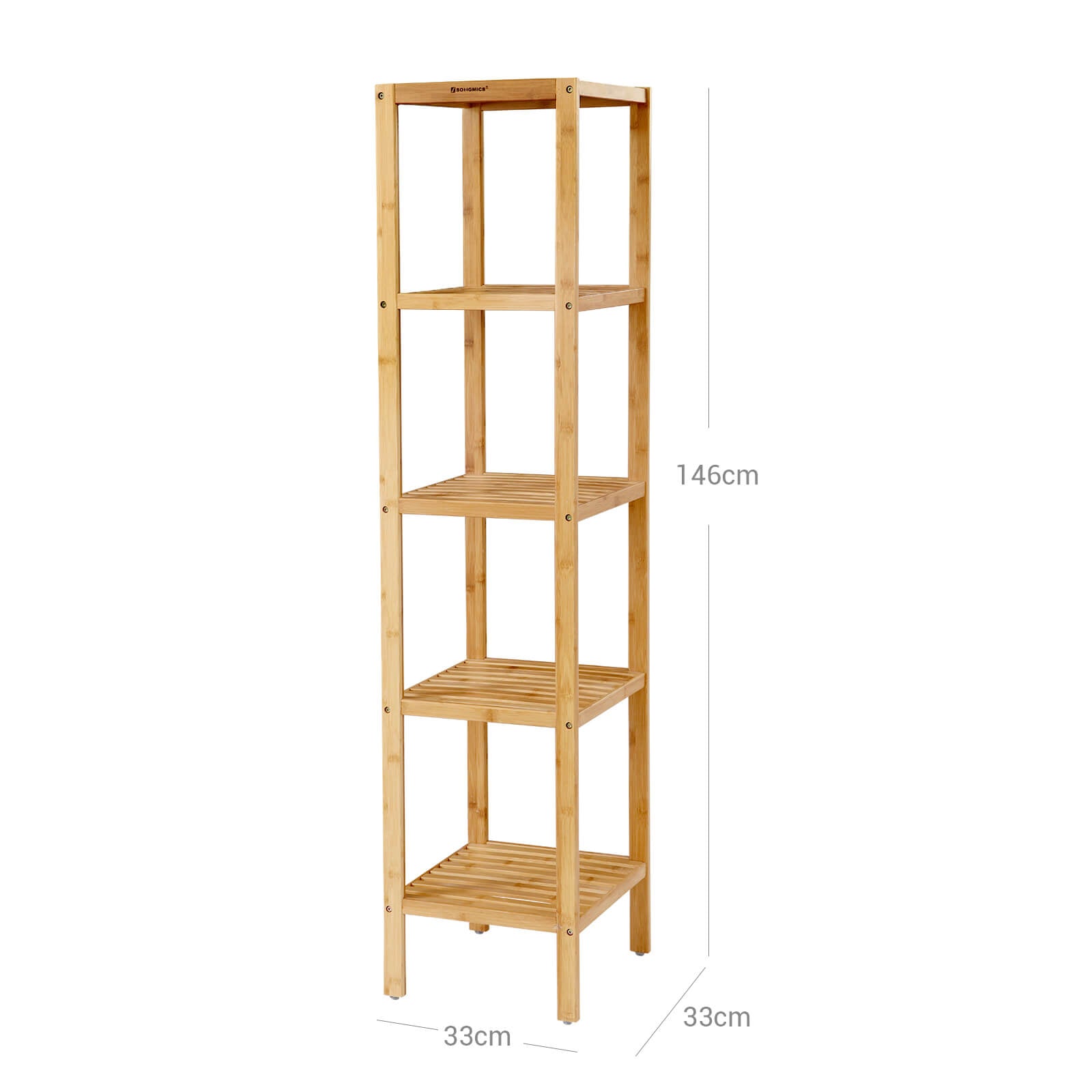 Bathroom rack - Bamboo - 5 floors - 33 x 33 x 146 cm - narrow
