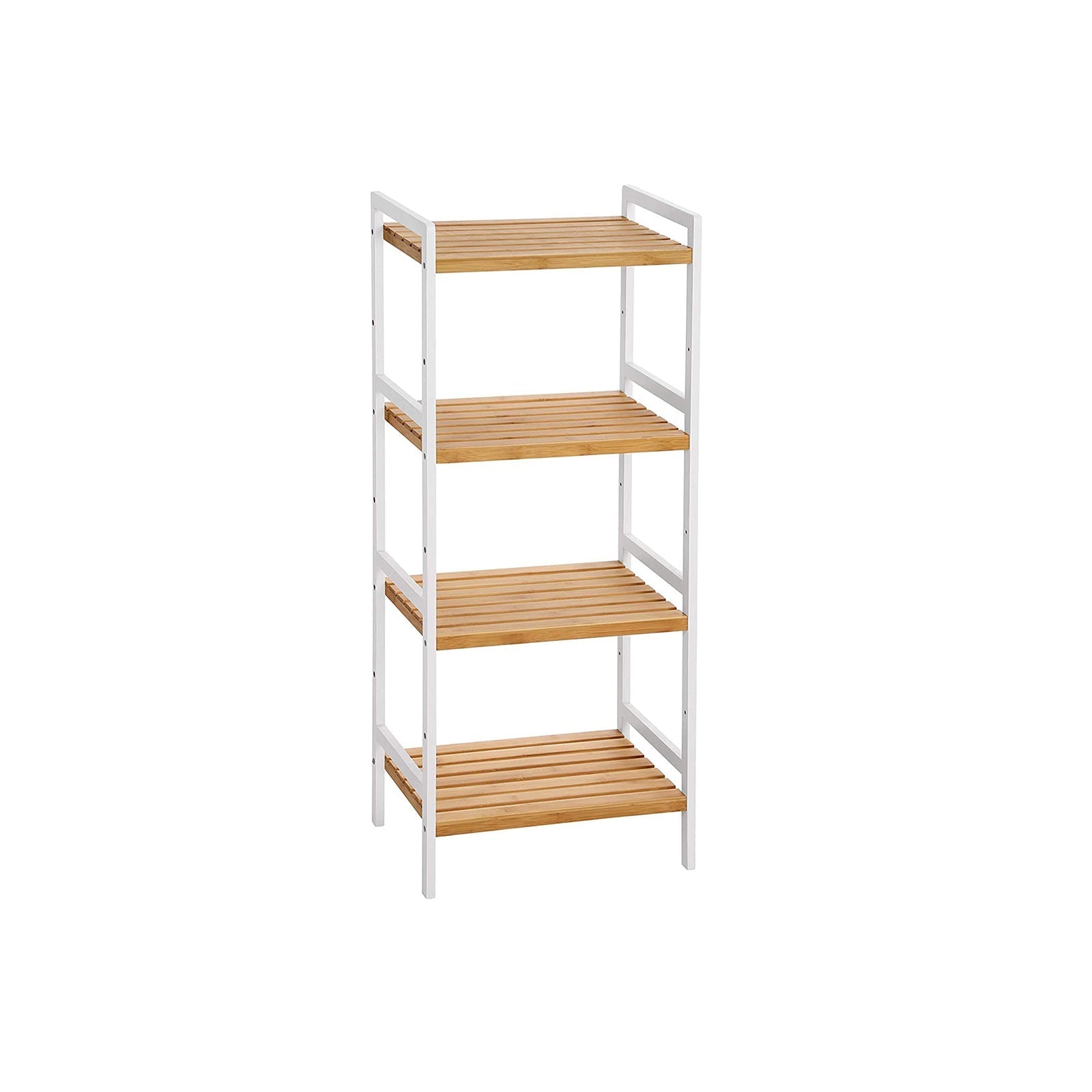 Bathroom rack - Bamboo rack with 4 shelves - natural/white
