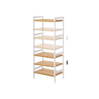 Bathroom rack - Bamboo rack with 4 shelves - natural/white