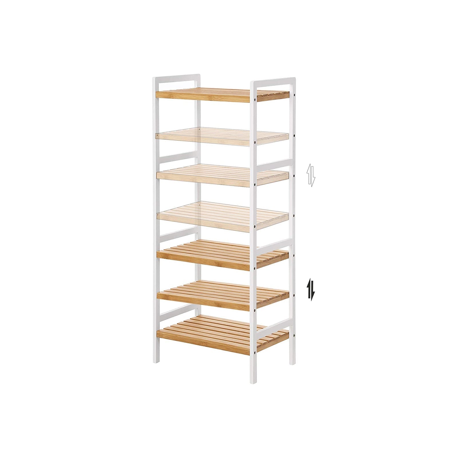 Bathroom rack - Bamboo rack with 4 shelves - natural/white