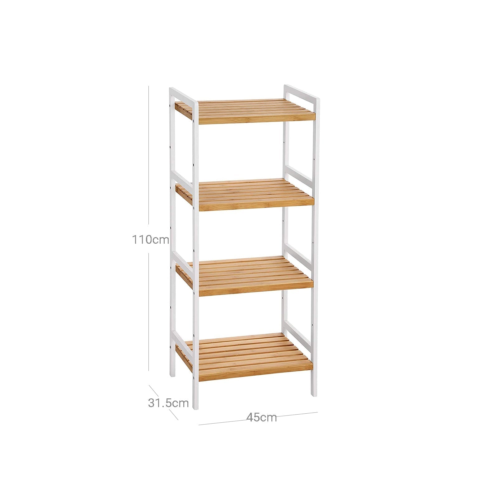 Bathroom rack - Bamboo rack with 4 shelves - natural/white