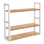 Bathroom rack - With adjustable shelves - bamboo - natural/white