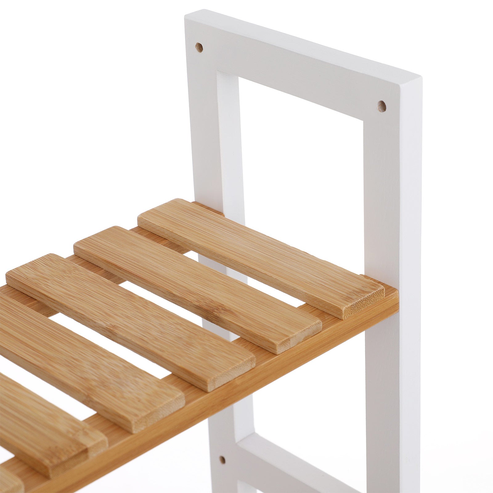 Bathroom rack - With adjustable shelves - bamboo - natural/white