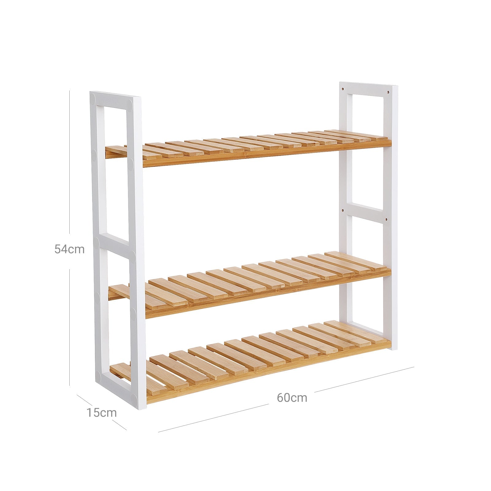 Bathroom rack - With adjustable shelves - bamboo - natural/white