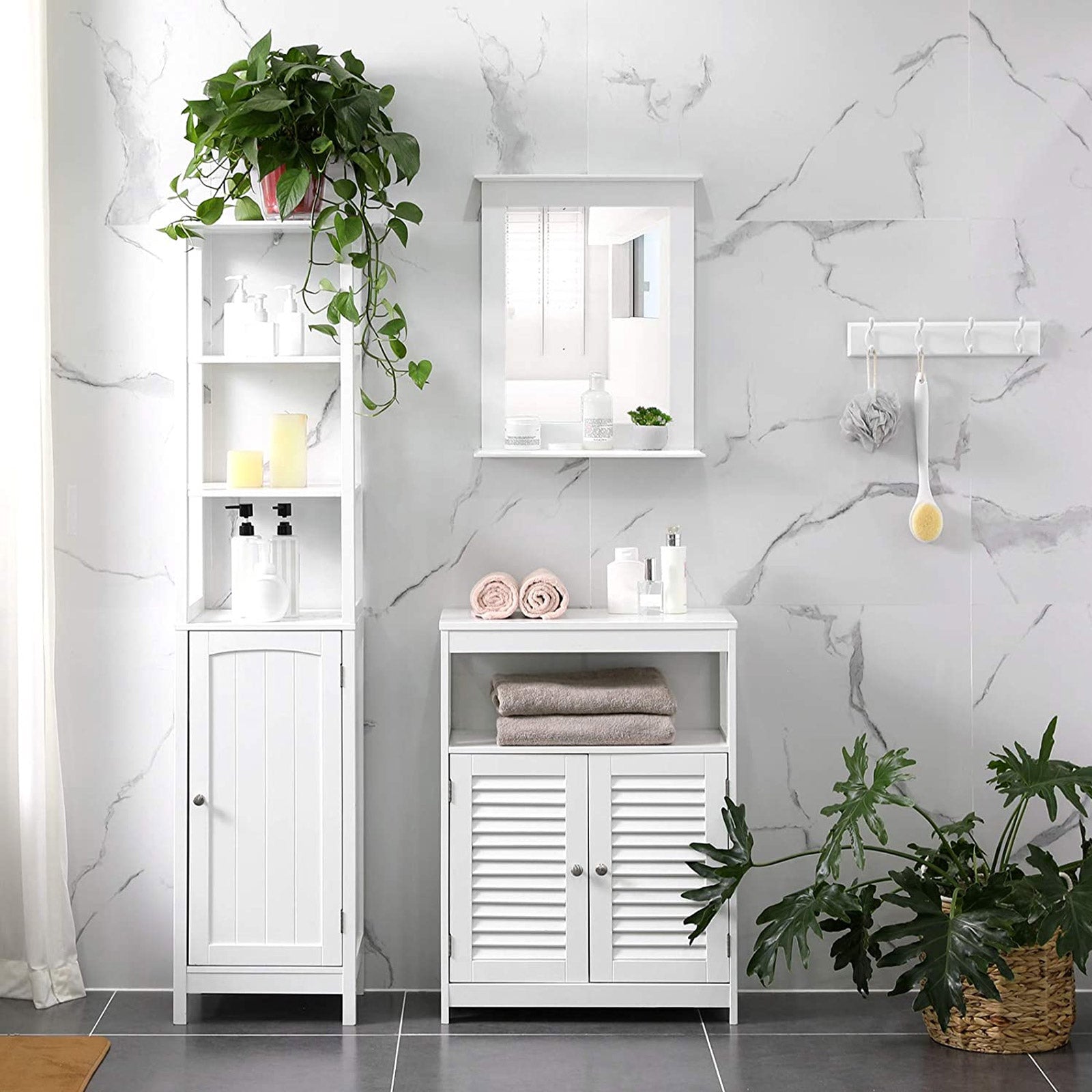 Bathroom mirror - With Plank