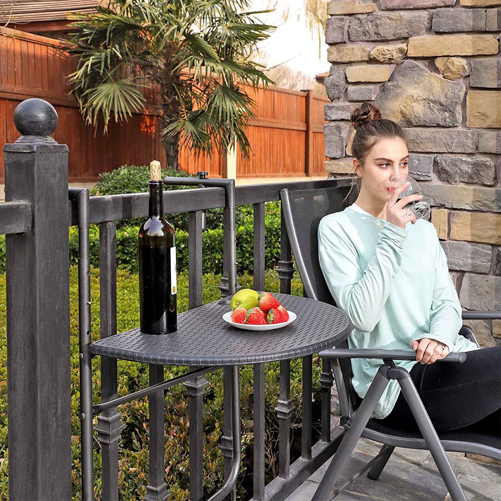Balcony Hang table - Polyrotan - Black