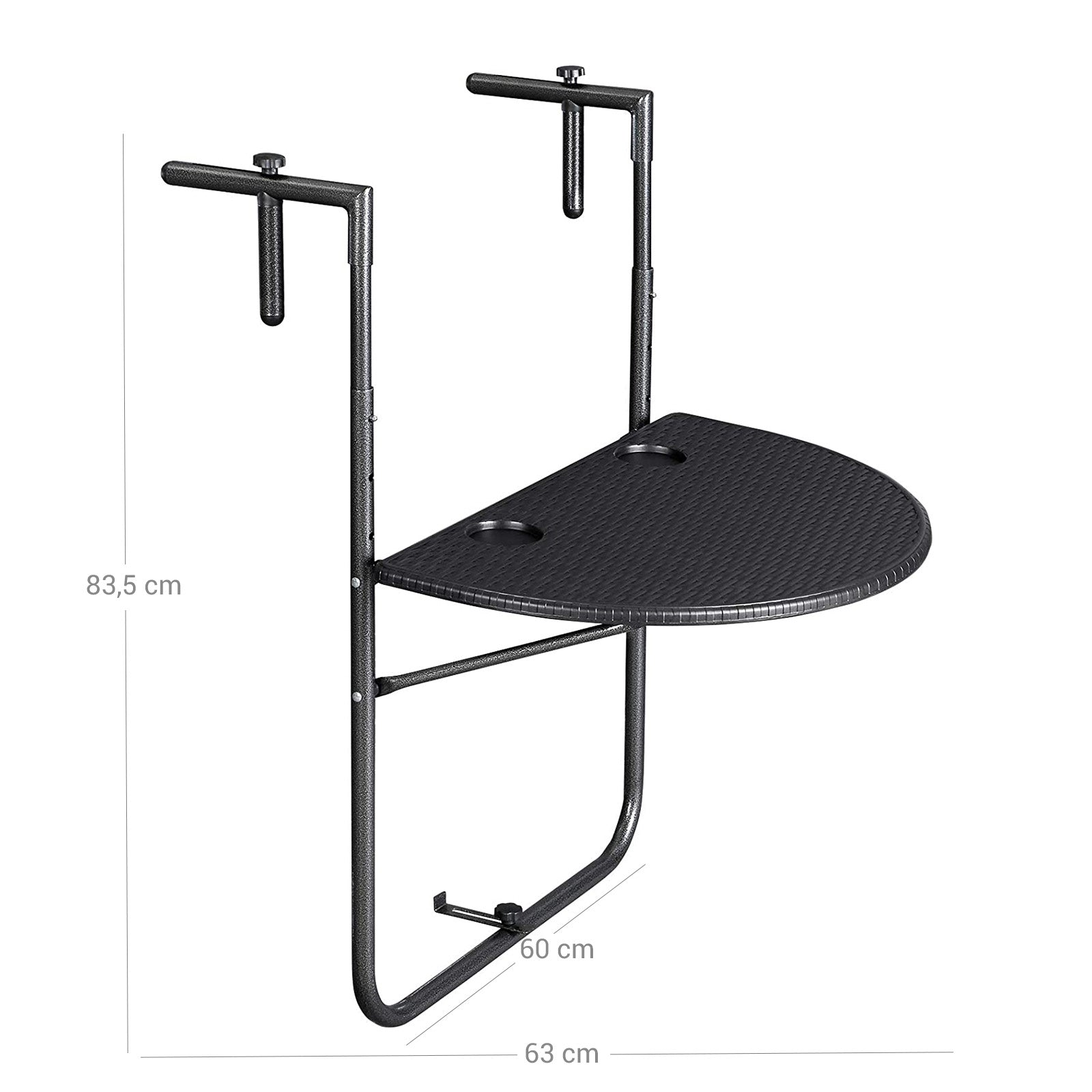 Balcony Hang table - Polyrotan - Black