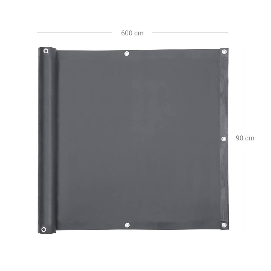 Balcony covering - Privacy protection - 6 x 0.9 m - Gray