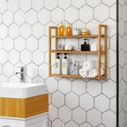 Bathroom rack - Wooden Cabinet - Bamboo - Adjustable shelves - Natural