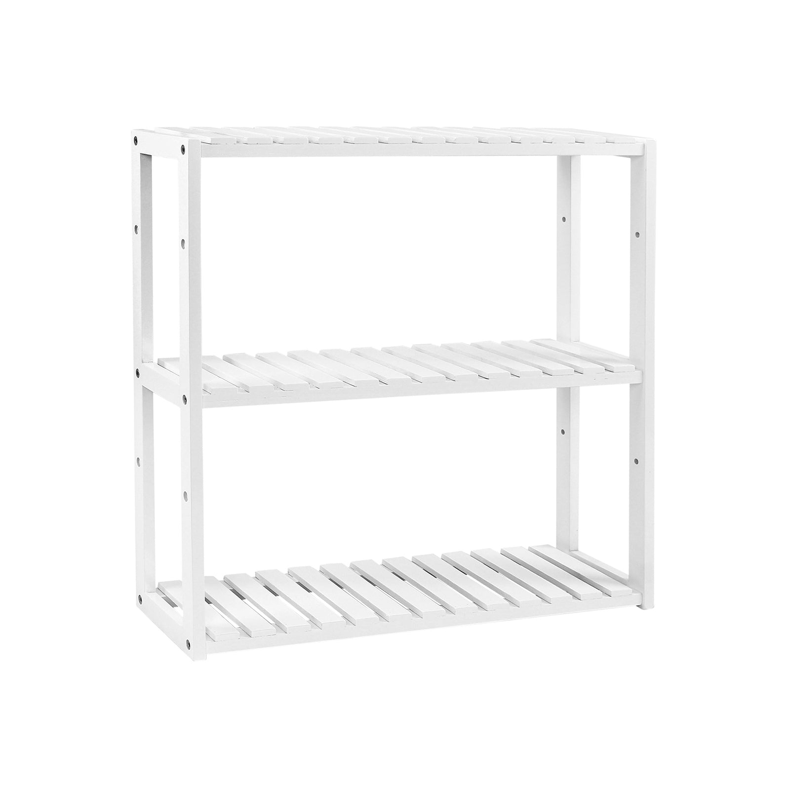 Bathroom rack - Plant rack - Bamboo - 3 adjustable shelves - White