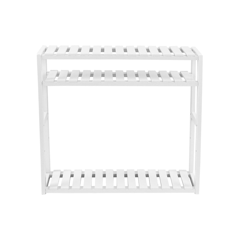 Bathroom rack - Plant rack - Bamboo - 3 adjustable shelves - White