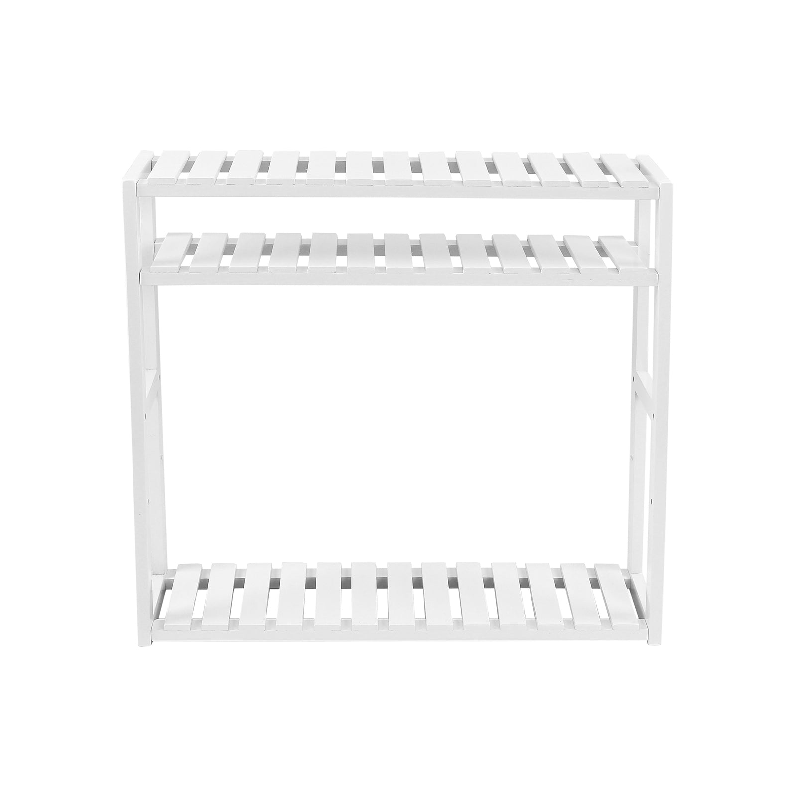 Bathroom rack - Plant rack - Bamboo - 3 adjustable shelves - White