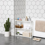 Bathroom rack - Plant rack - Bamboo - 3 adjustable shelves - White