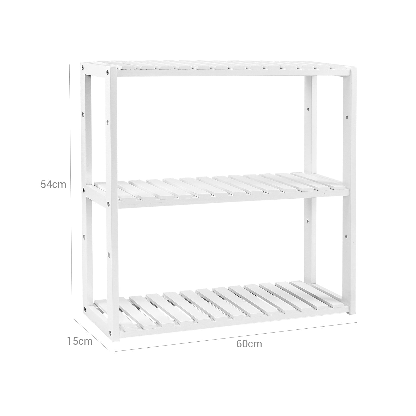 Bathroom rack - Plant rack - Bamboo - 3 adjustable shelves - White