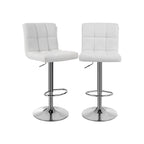 Bar stools - Set of 2 - with backrest - Quilted seat - White