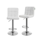 Bar stools - Set of 2 - with backrest - Quilted seat - White