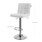 Bar stools - Set of 2 - with backrest - Quilted seat - White