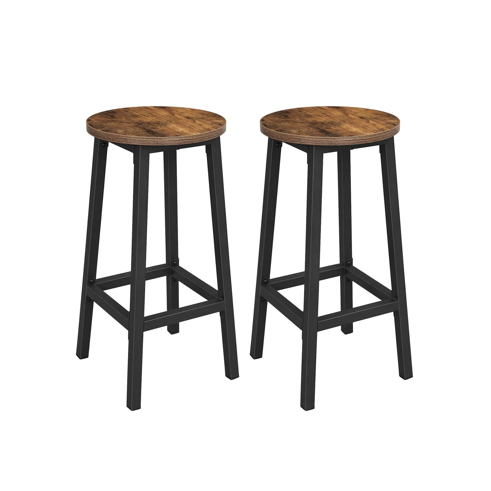 Bar stools - Set of 2 - Bar chairs with steel frame - Vintage brown/black