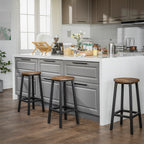 Bar stools - Set of 2 - Bar chairs with steel frame - Vintage brown/black