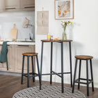 Bar stools - Set of 2 - Bar chairs with steel frame - Vintage brown/black