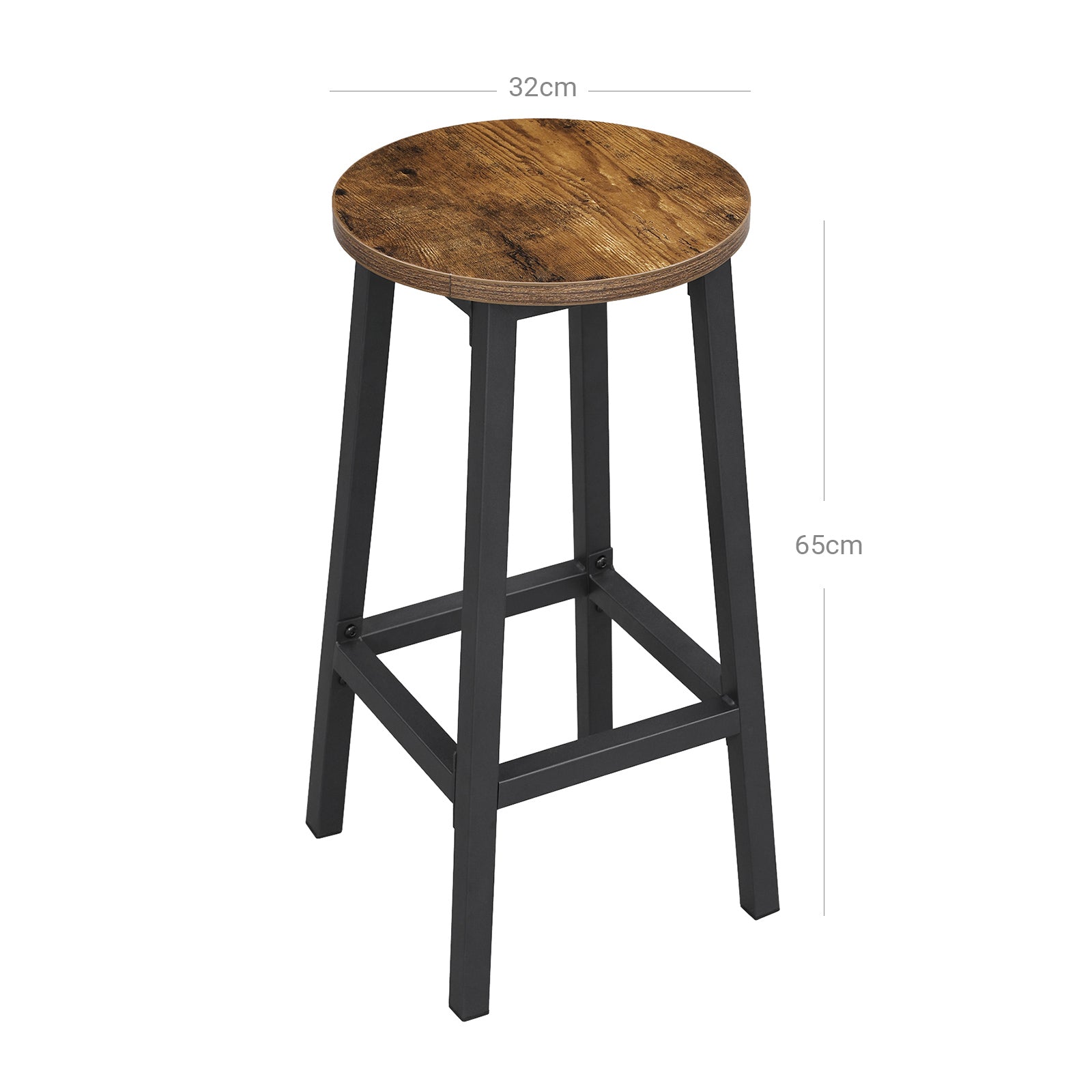 Bar stools - Set of 2 - Bar chairs with steel frame - Vintage brown/black