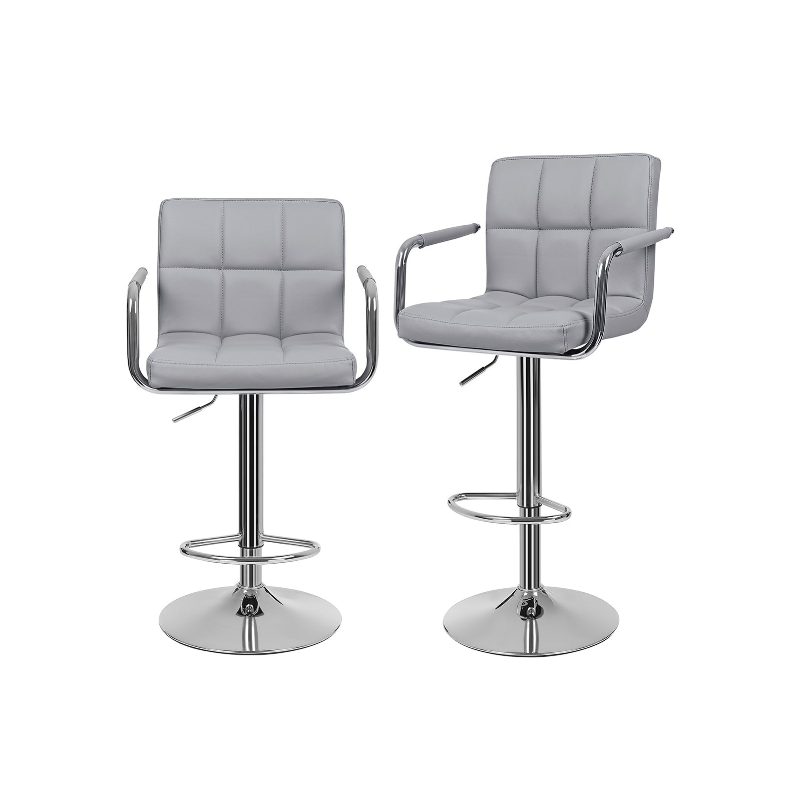 Bar stools - Set of 2 - with armrests - Gray